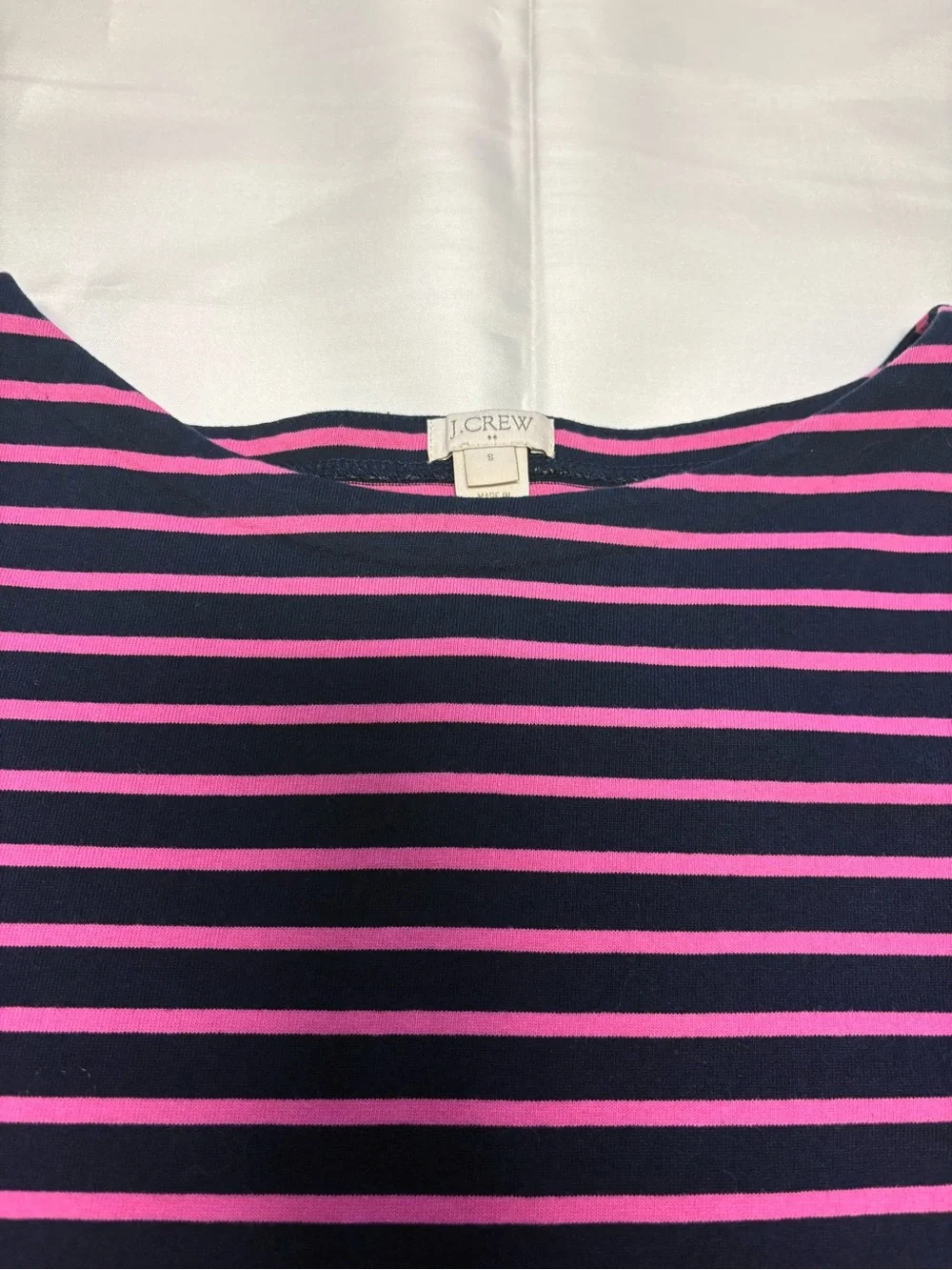 J. Crew Navy and Pink Striped Long-Sleeve Tee